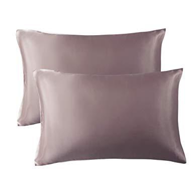 Bedsure Satin Pillowcase for Hair and Skin, 2-Pack - Standard Size (20x26 inches) Pillow Cases - Satin Pillow Covers with Envelope Closure, Rose Taupe