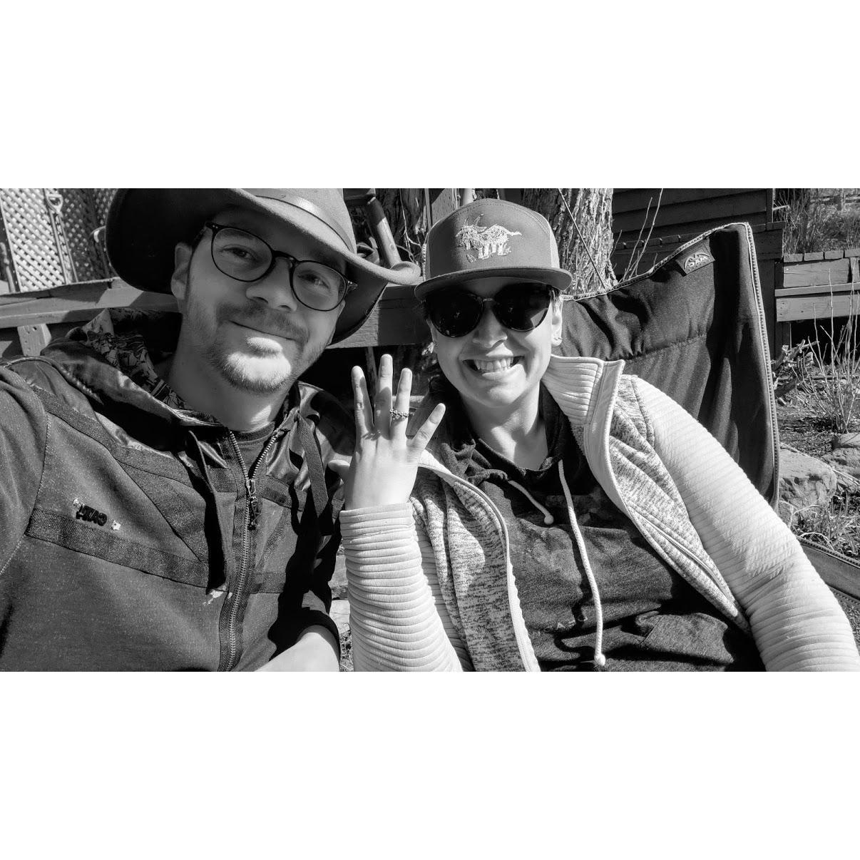 She said YES!, with the ring on the wrong finger : )