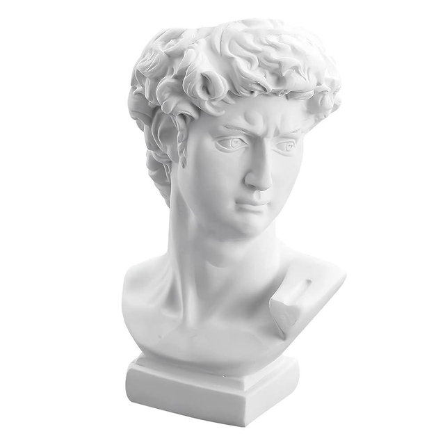 David Statue Vase - 6 Inch Greek Bust Head Aesthetic Planter White Home Decor Roman Style Resin Succulent Flower Planter Pot Sculpture Brushes Holder Makeup Pen Holder