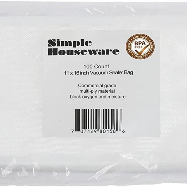100 Count - Precut Food Vacuum Sealer Bags Storage, Gallon Size 11" x 16"