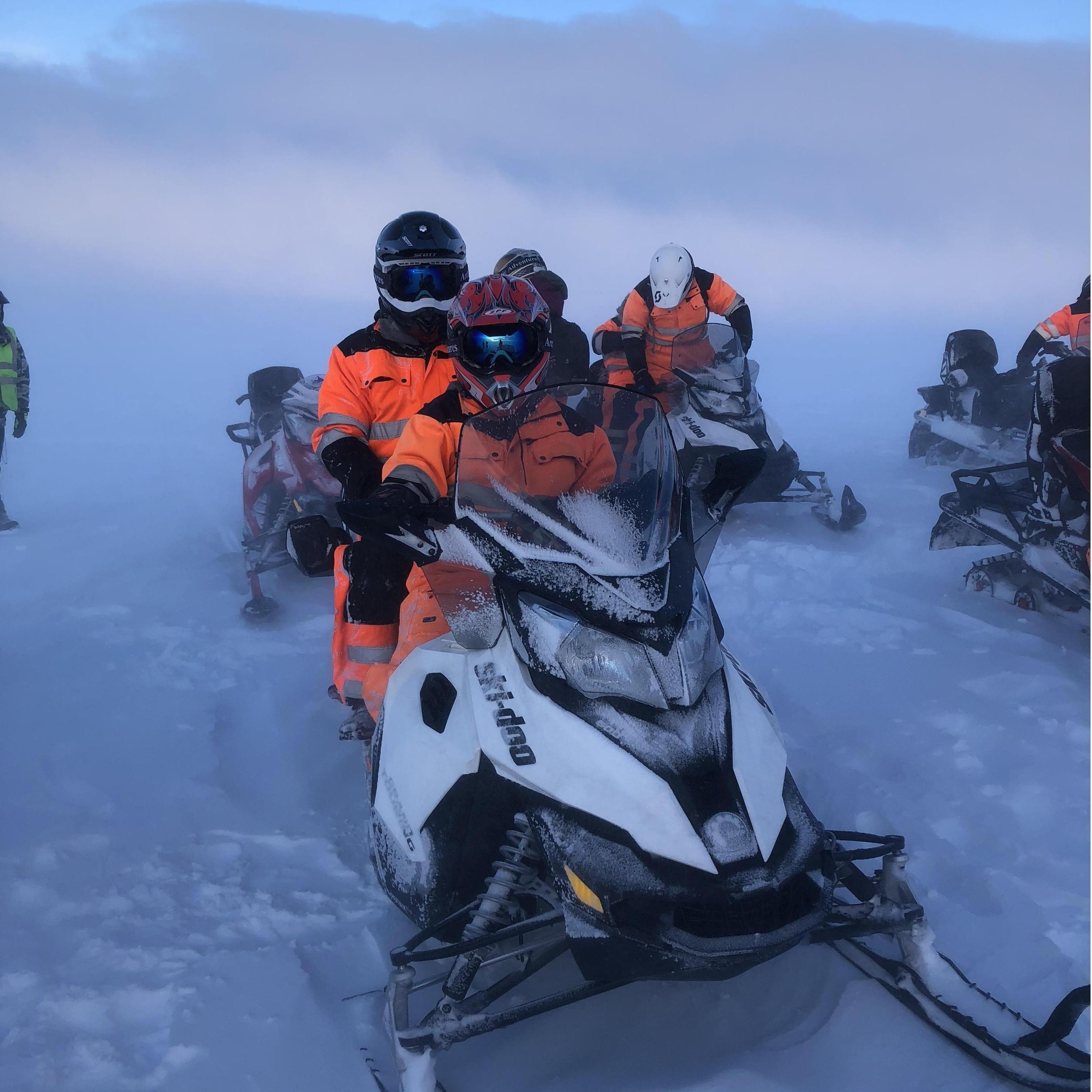 Snowmobiling on a glacier