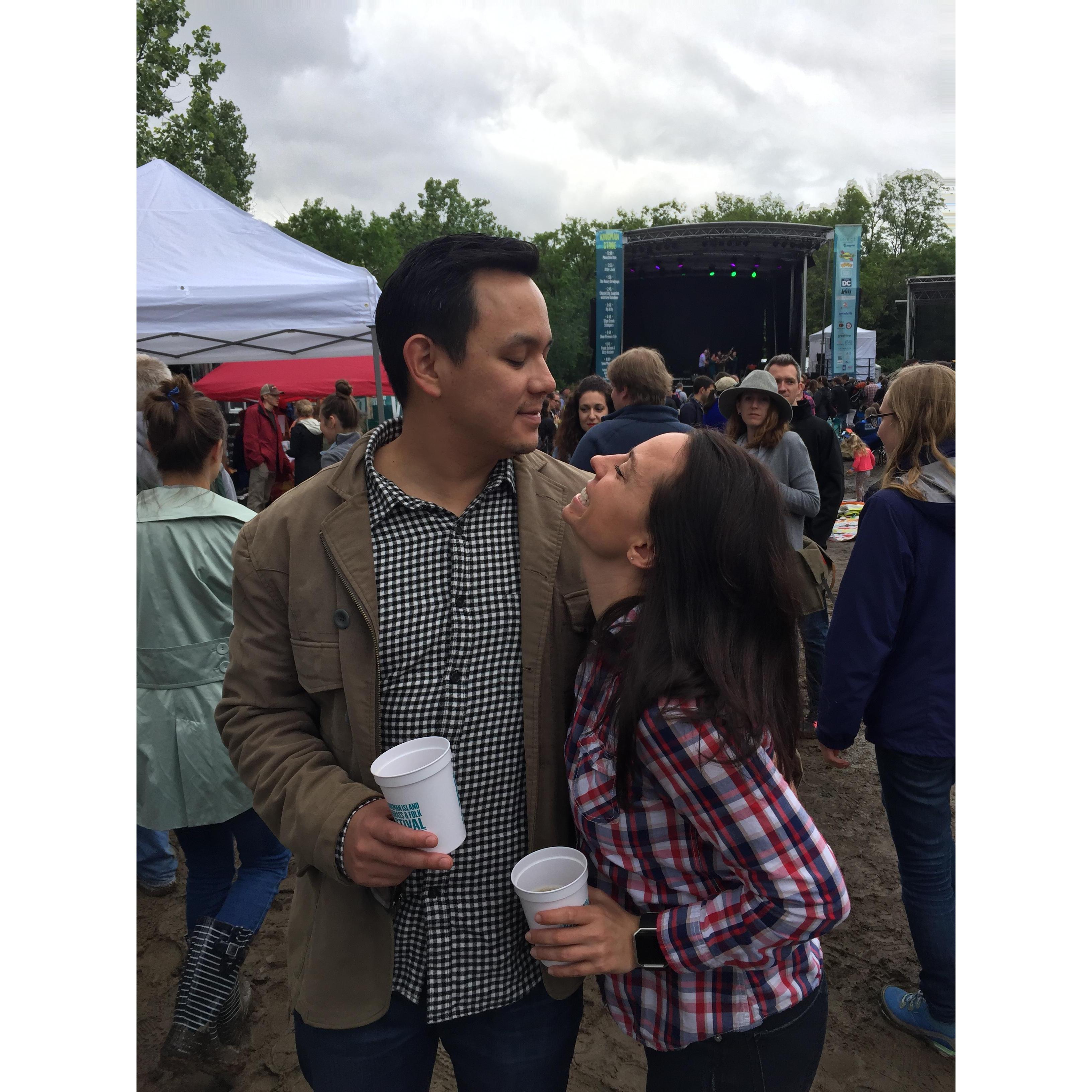 Birthday celebrations! Matt and Christine at a Blue's Grass festival in DC. We got a tour of the Anacostia River, learned about some environmental conservation projects in the area, and got to dance.