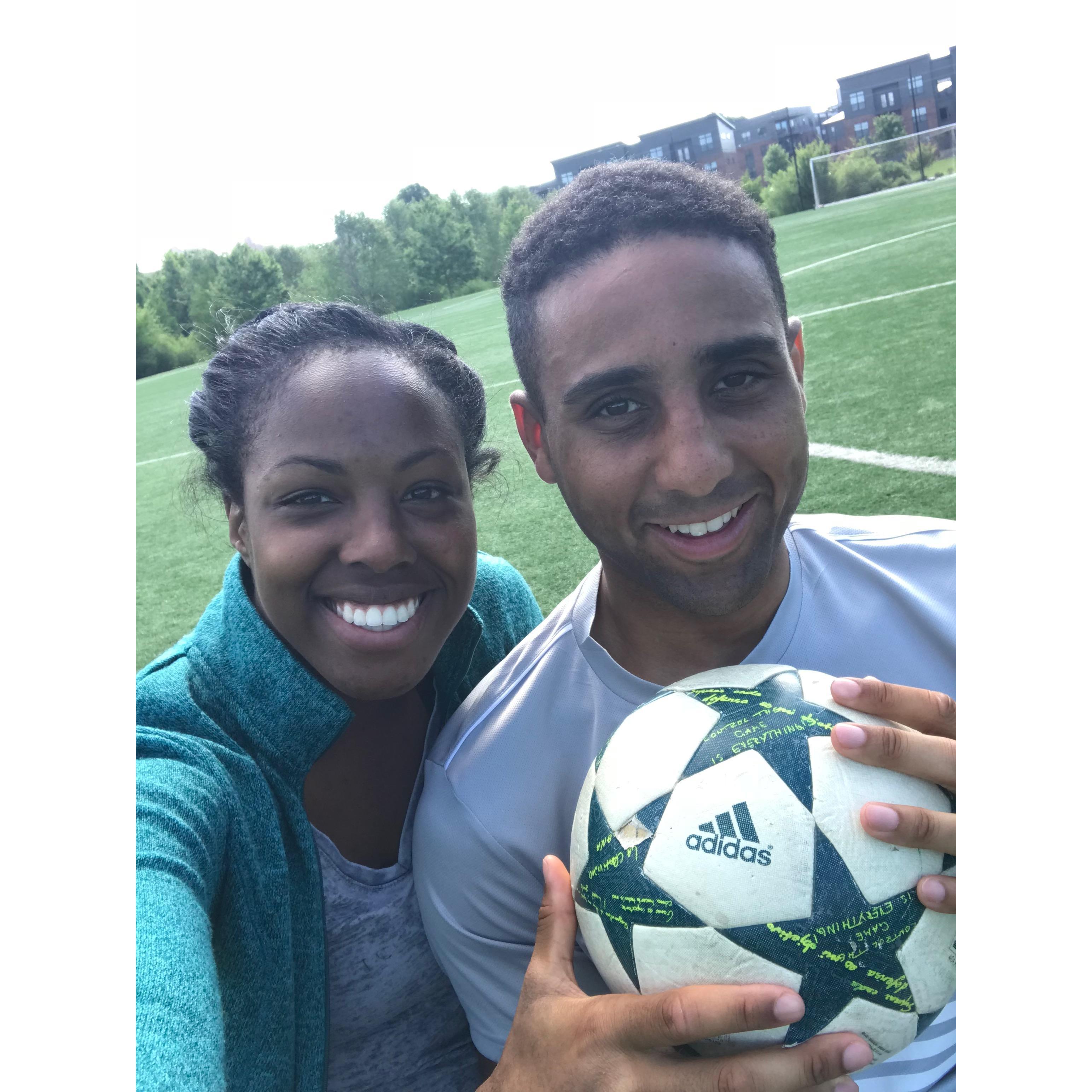 Out practicing Stephen's favorite, soccer!