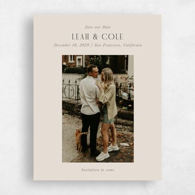 Beige Typography Wedding Save the Date - Glen Photo