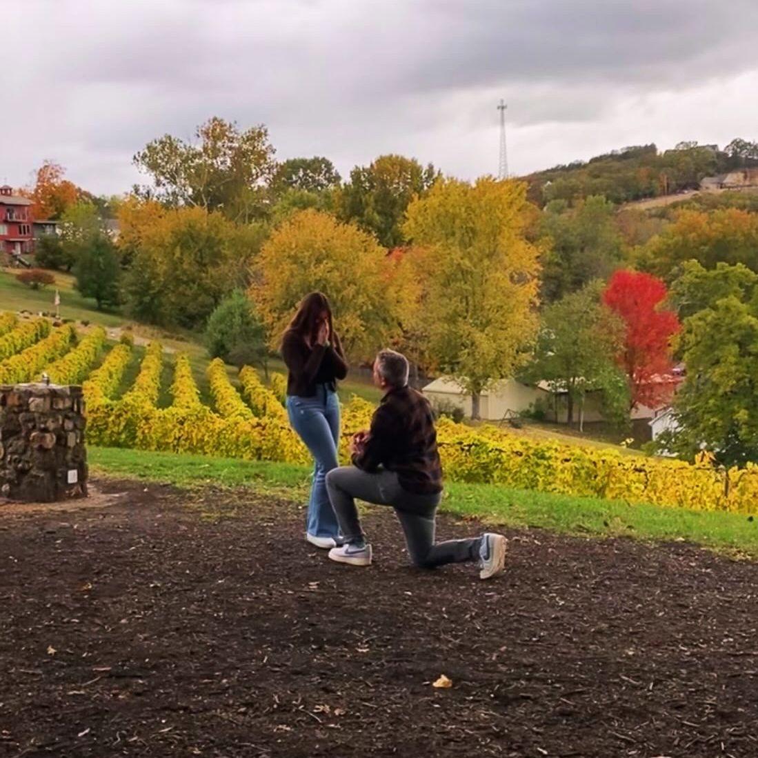 Jordan proposed at Guthrie's favorite winery in Hermann, MO