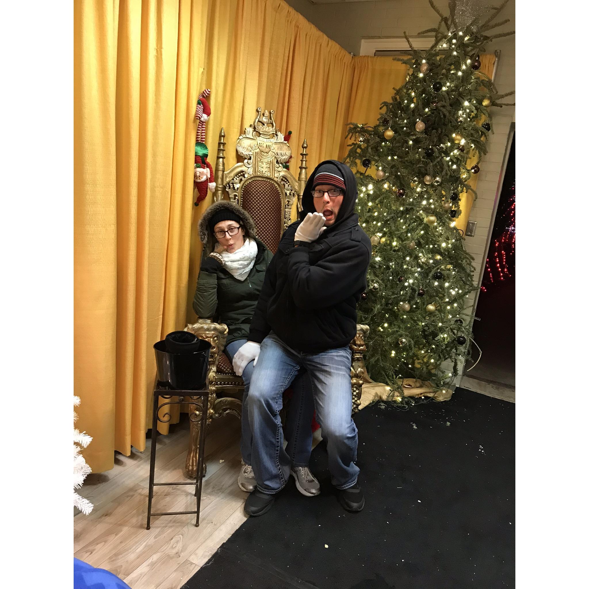 Being silly while seeing Christmas Lights at Botanica!