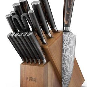 Yatoshi Professional Kitchen Knife Set, 15 Pieces, High Carbon Stainless Steel, Ergonomic Handle