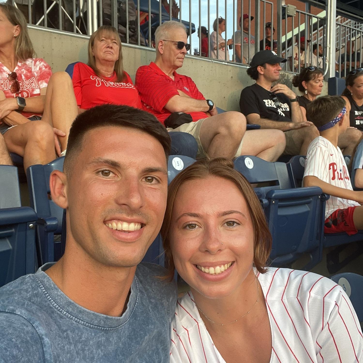 Our first baseball game. Phillies Vs. Yankees. He's a Yankees fan... BOO!