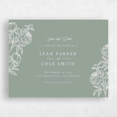 Sage, Green Wedding Save the Date - Peonia Landscape