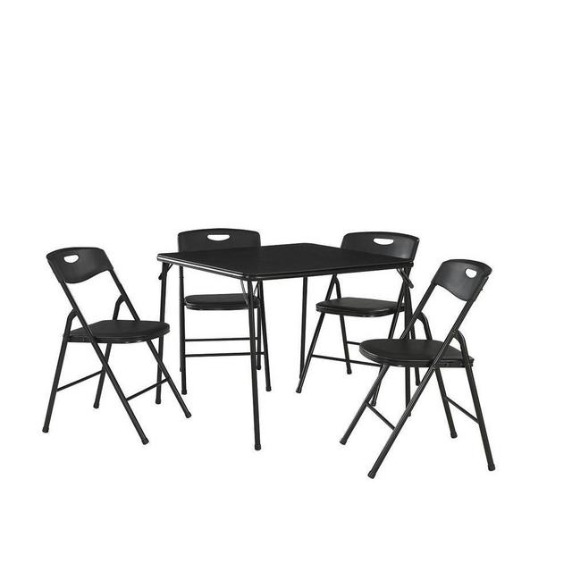 5-Piece Black Portable Folding Card Table Set