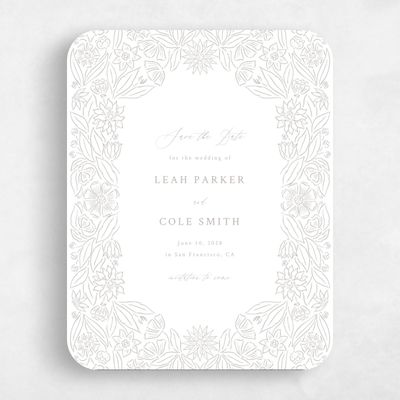 Grey Rounded Wedding Save the Date - Juliet Portrait Letterpress