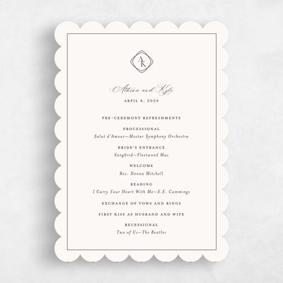 Beige Scalloped Wedding Program - Ragusa