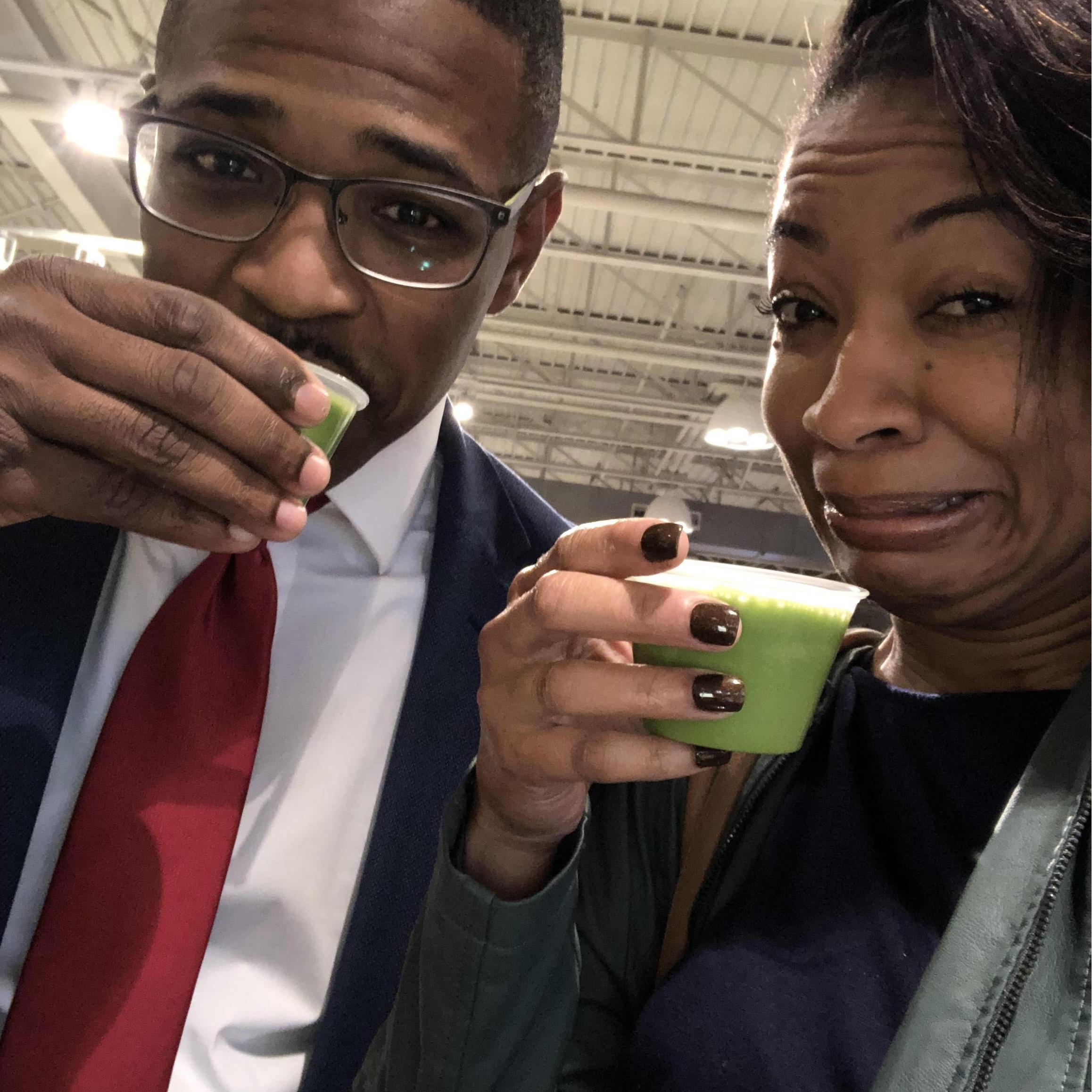 Valentine's Day 2019 Wheatgrass and ginger shots at Whole Foods