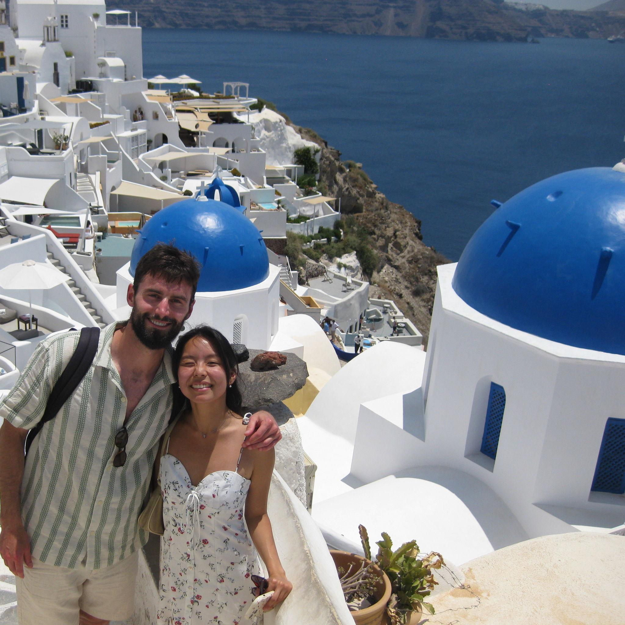 Getting roasted under the sun in Santorini, Greece