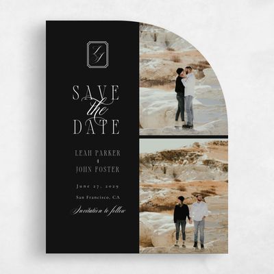 Black Half arch Wedding Save the Date - Dermot Multiphoto