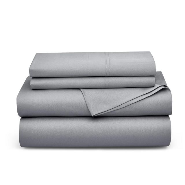 Bedsure 100% Viscose from Bamboo Sheets Set 4PCs Queen Light Grey - Cooling Breathable Bed Sheets for Queen Size Bed with Deep Pocket