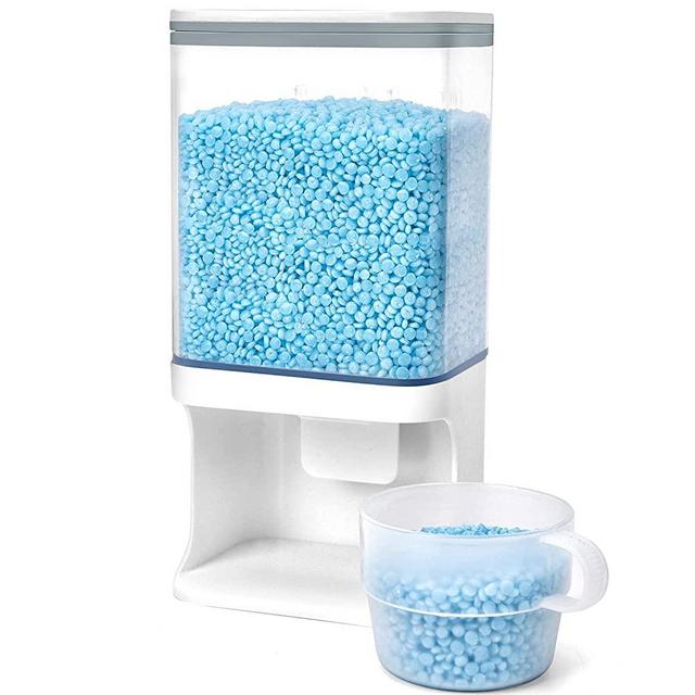 Conworld Laundry Detergent Dispenser，Wall-Mounted for Laundry Beads，Dry Food Dispenser,Laundry Room Storage, Suitable for Laundry Detergent Powder, Beans, Pet Food (Clear)