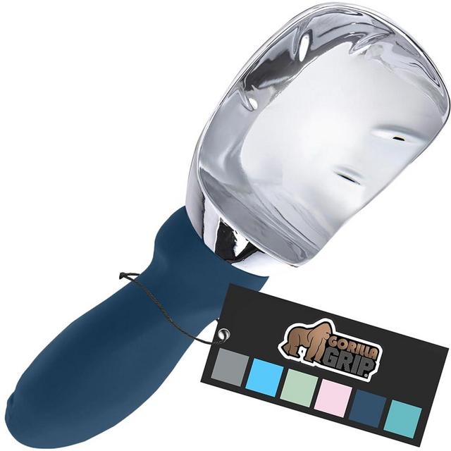 Gorilla Grip Large, Comfortable Handle, Heavy Duty Ice Cream Scoop, Professional Grade Scooper, Get Perfect Shape Scoops, Great for Spooning Frozen Hard Gelato and Sorbet, Cookie Dough, Melon, Blue