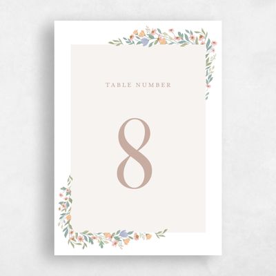 White Wedding Table Number - Florentina