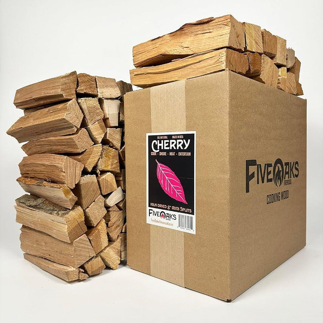 FiveOaks Firewood Pizza Oven Wood Kiln Dried Mini Split Cherry 8" inch Long Pizza Wood for Cooking, Grilling or Smoking 1,248 cu. in. of Cherry Wood for Mini Wood Stove Cooking Wood, Smoking Wood