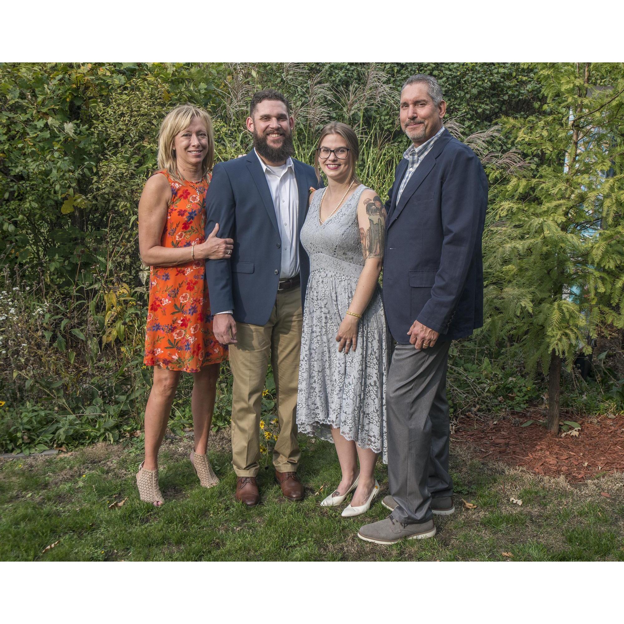 The happy couple with Amy and Mark Winter.