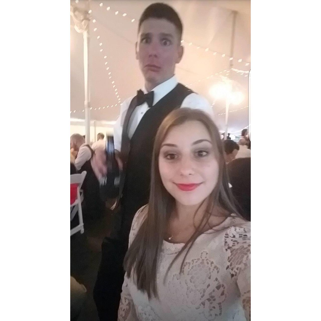 Feeling goofy at Trevor and Sarah's wedding!! What a fun night.