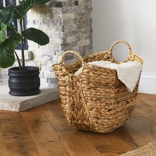 Water Hyacinth Wicker Basket with Handle