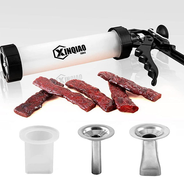 XINQIAO Jerky Gun Food Grade Plastic Beef Jerky Gun Kit, 1 Pound Capacity Jerky Maker, 3 Nozzles