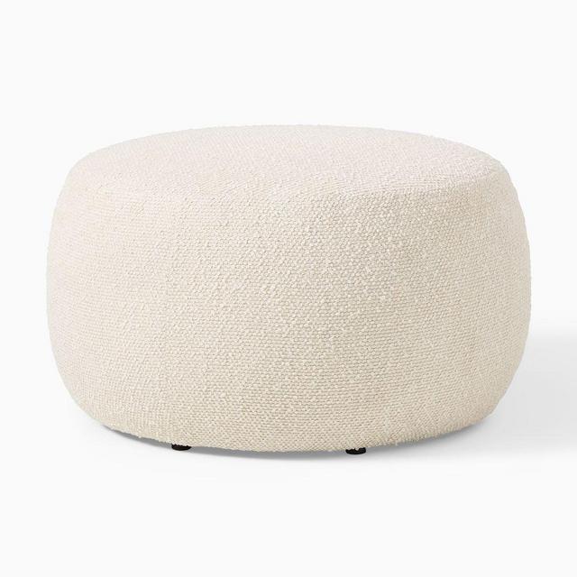 Cobble Ottoman Medium Poly Yarn Dyed Boucle Alabaster Concealed Support