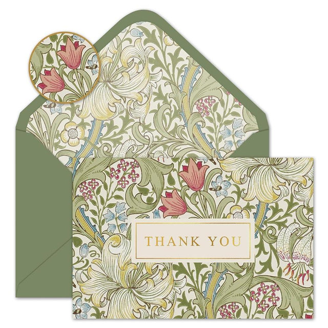 Whaline 24 Pack Plants Floral Gold Foil Thank You Cards Bulk Green Flower Greeting Cards with Envelope Sticker Vintage Blank Note Cards for Birthday Baby Shower Party Supplies, 4 x 6 Inch
