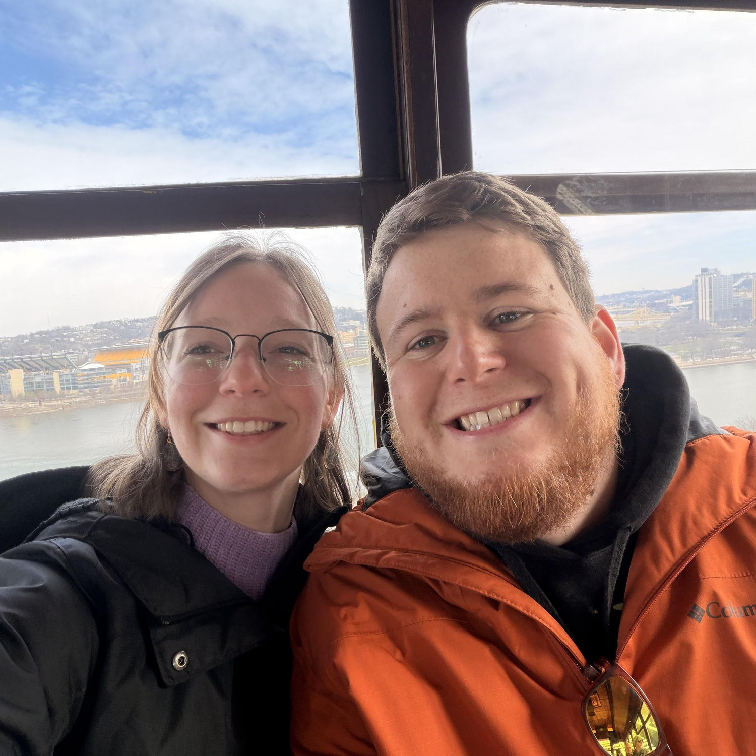 Obligatory tram ride in Pittsburgh. Little did Leah know, Joel had JUST received confirmation that the engagement ring was ready!!