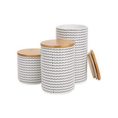 Mind Reader Oval Dot 3-Piece Canister Set in Blue