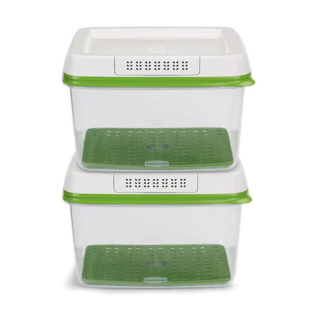 Rubbermaid FreshWorks Food Storage, (2) 17.3C Large Rectangles, Green