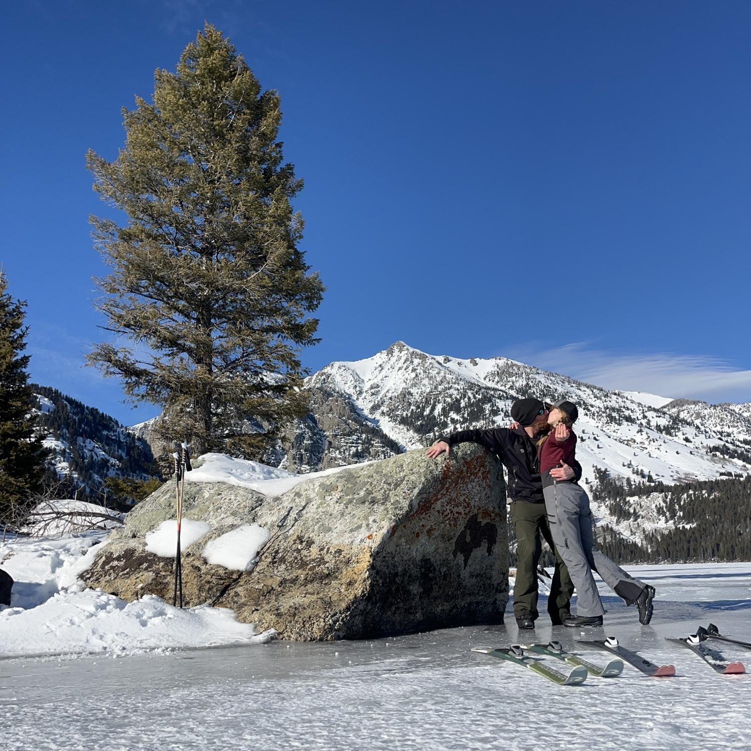 The rock where Justin proposed. Phelps Lake, Grand Teton National Park.