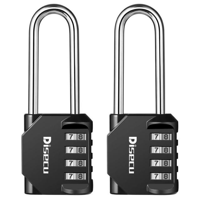 Disecu 4 Digit Combination Lock 2.5 Inch Long Shackle and Outdoor Waterproof Resettable Padlock for Gym Locker, Hasp Cabinet, Gate, Fence, Toolbox (Black, Pack of 2)