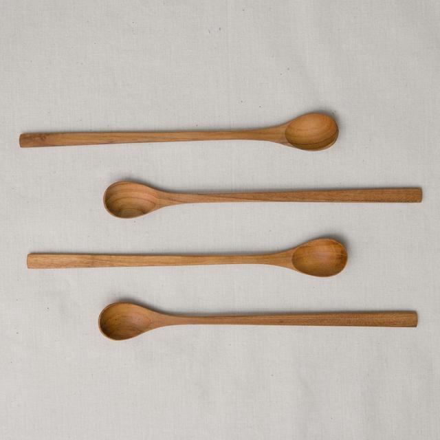 Set of 4 Teak Long Tasting Spoons