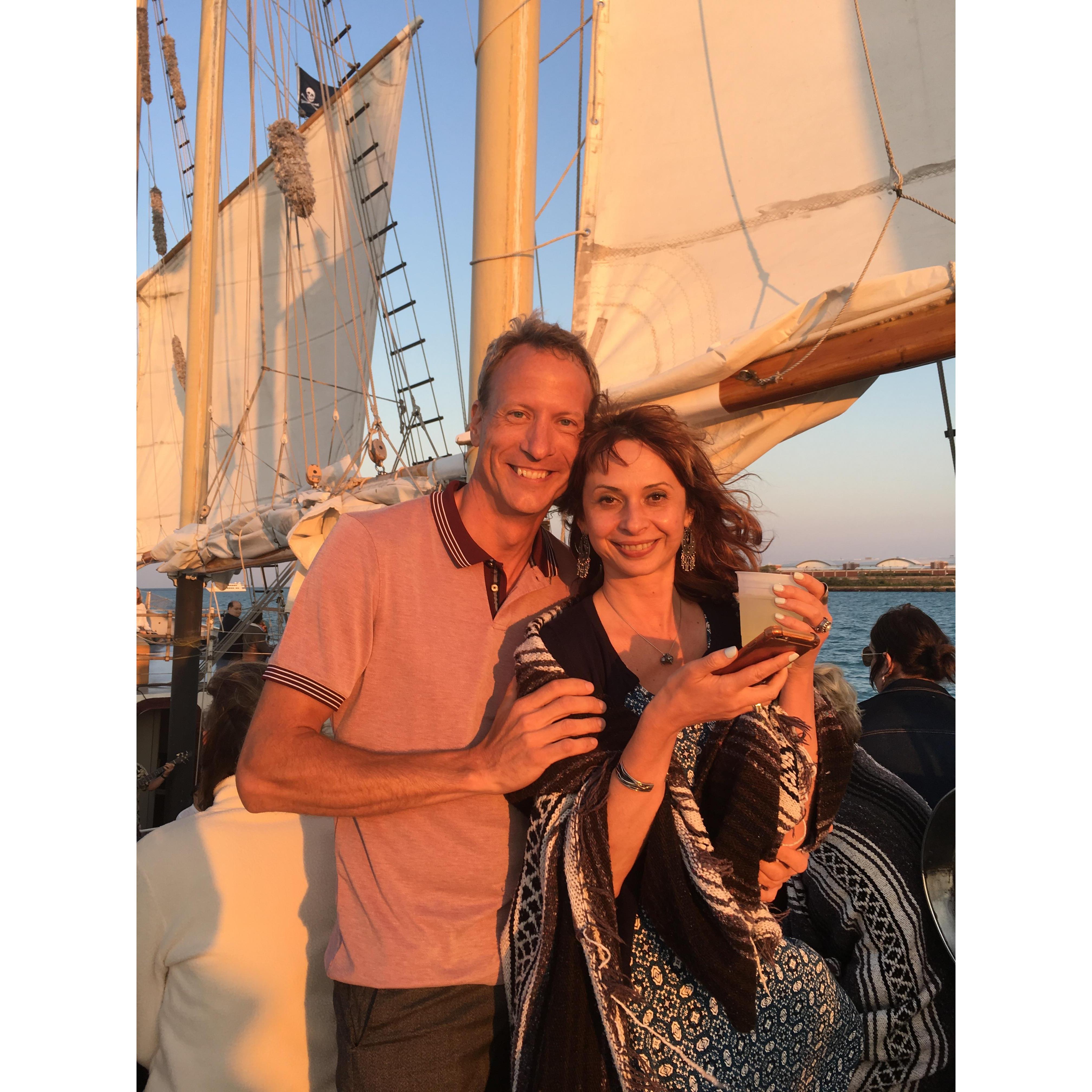 Then we lingered over gelato at Eataly, and Liam forgot the time for the sailing cruise he reserved on Lake Michigan. We arrived at the pier in time to see the ship sailing away!