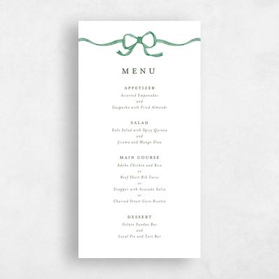Green Wedding Menu - Perkins