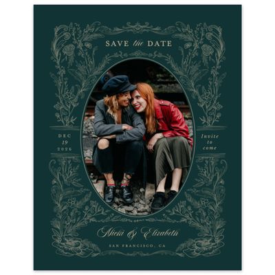 Dark Emerald, Green Wedding Digital Save the Date - Leonid Portrait