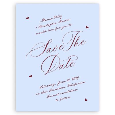 Pale Blue Wedding Digital Save the Date - Estate Portrait