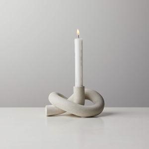 CB2 Asha Speckled Cement Knotted Taper Candle Holder