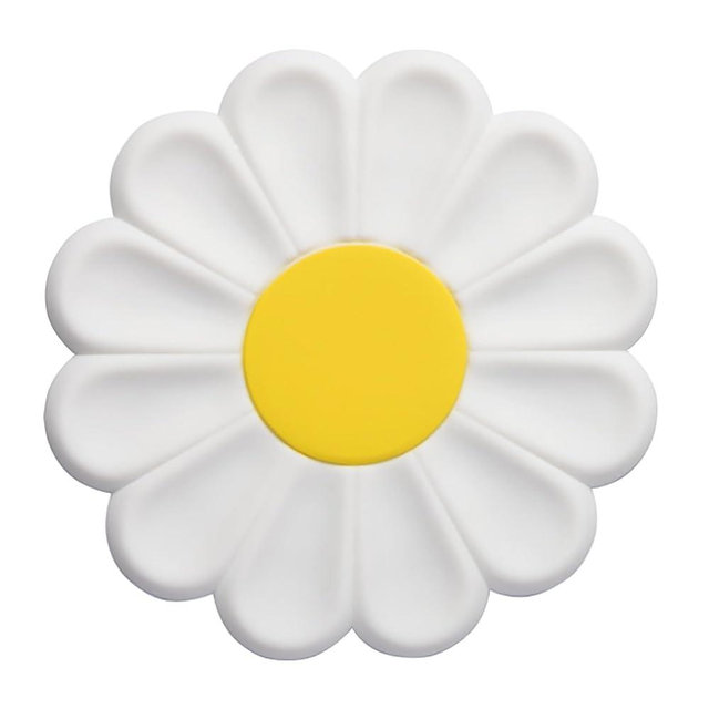 Daisy Trivet for Hot Pots and Dishes, 6.7 Inch Round Flexible Silicone Pot Holders Hot Pads, Anti-Slip Coaster, Heat Resistant Mat Multi-Use Creative Placemat, Hot Pads for Kitchen (White)