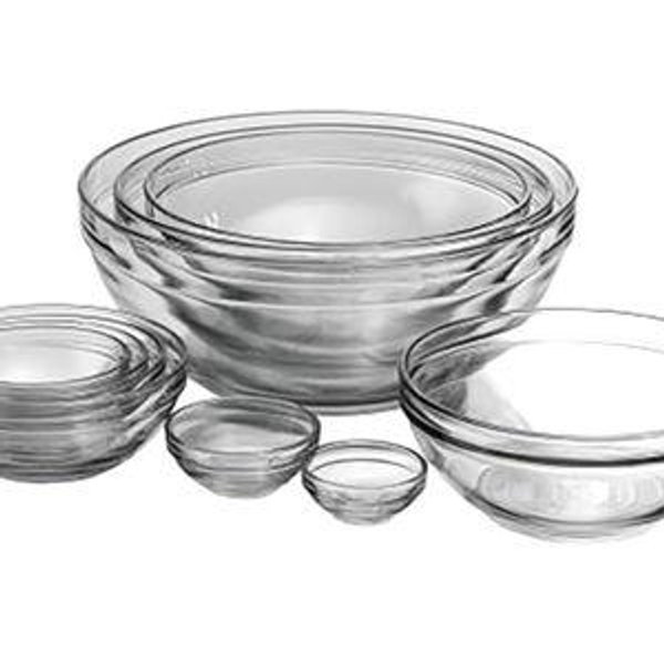 Anchor Hocking 10 Piece Mixing Bowl Set, Nesting Serving Bowls & Mixing Bowls (1 oz, 2 oz, 4 oz, 6 oz, 10 oz, 16 oz, 1 Qt, 1.5 Qt, 2.5 Qt, 3.5 Qt)