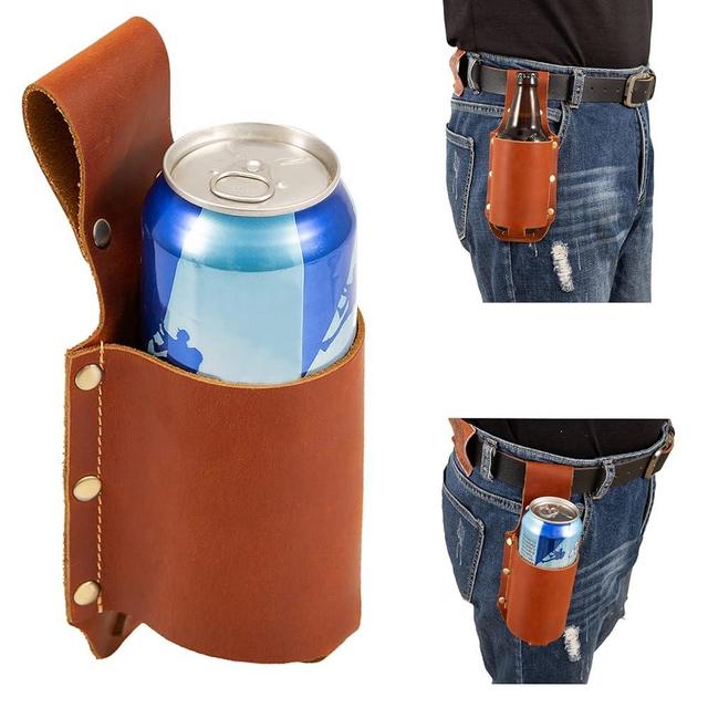 Beer Belt Beer Gift for Men PU Leather Beer Holster Bottle Holders Cool Beer Gifts for Beer Lovers/Drinkers Beer Accessories for Cowboy Gift