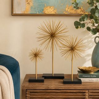 3-Piece Golden Contemporary Starburst Sculpture Set