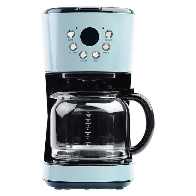 Haden 75032 Heritage Innovative 12 Cup Capacity Programmable Vintage Retro Home Countertop Coffee Maker Machine with Glass Carafe, Turquoise Blue