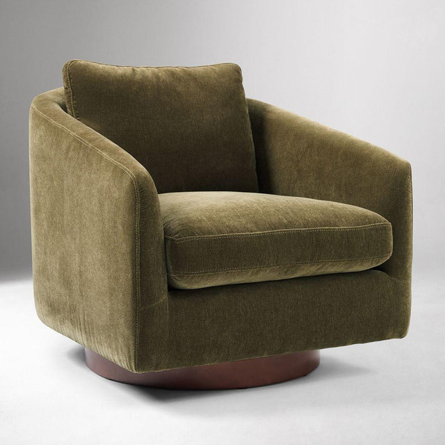 Imogene Swivel Chair, Performance PMC, Juniper, Dark Walnut