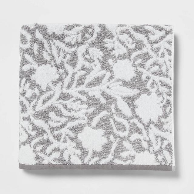 Performance Plus Oversized Bath Towel Gray Floral - Threshold™