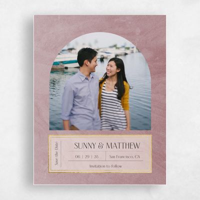 Dusty Burgundy, Red Wedding Save the Date - Dorado Photo Foil