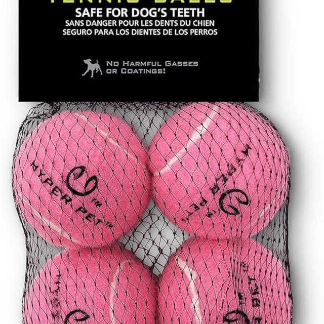Hyper Pet MINI Tennis Balls for Dogs (Safe Dog Ball Tennis Balls for Exercise & Training) Interactive Toys work with Hyper Pet K9 Kannon MINI Dog Ball Launcher - 4 Pack Pink